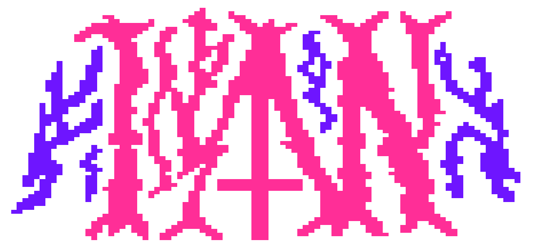 The name Ian stylized as a pixelated black metal logo